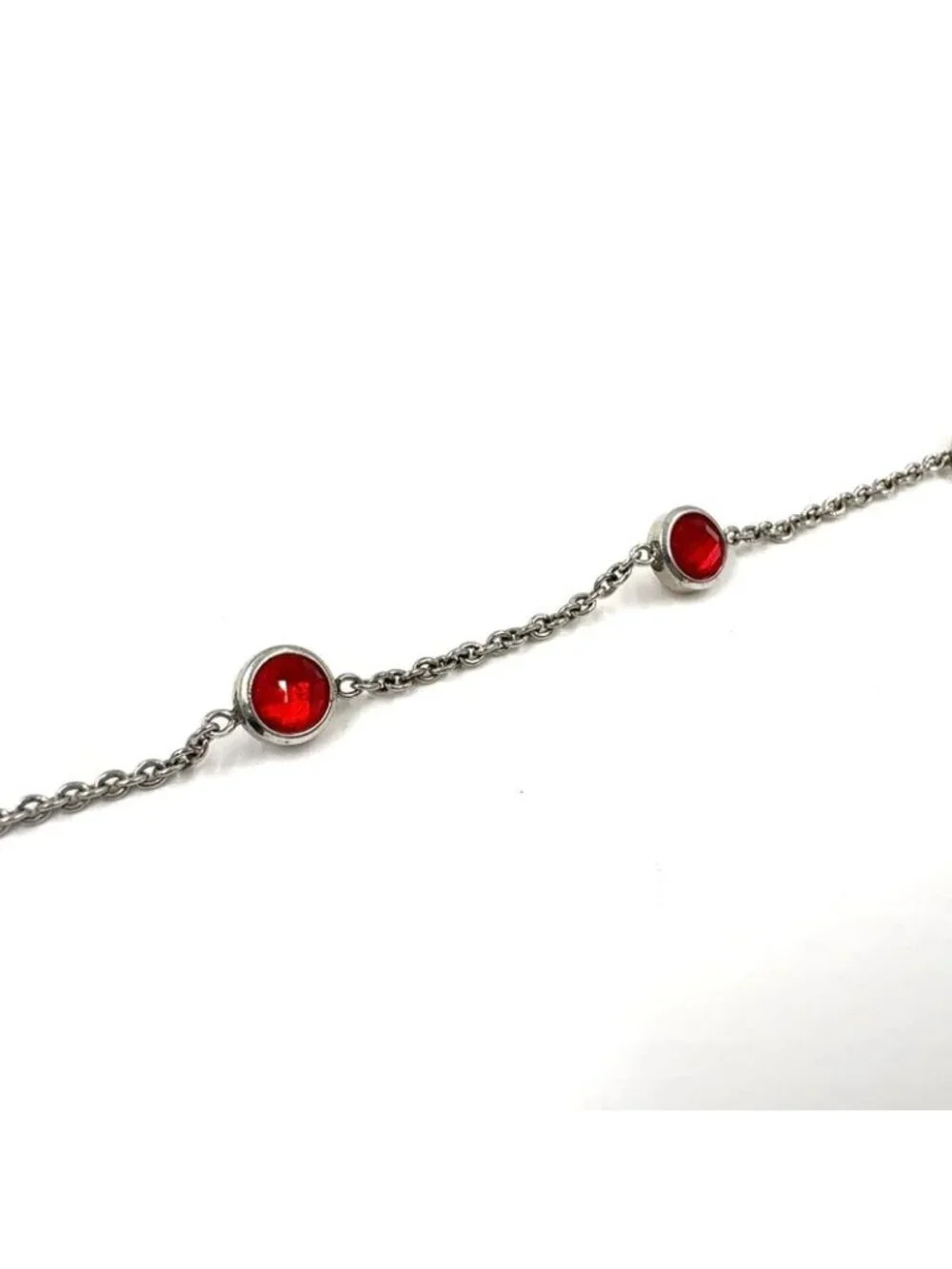 Gucci Trademark Heart Crystal Silver Red Bracelet - Picture 5 of 10